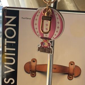 Louis Vuitton Brown, White  and Pink Key Holder/Bag Charm